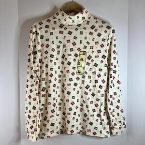 NWT Vintage Basic Editions Women's Turtleneck Shirt KMart Leaf Pattern Large